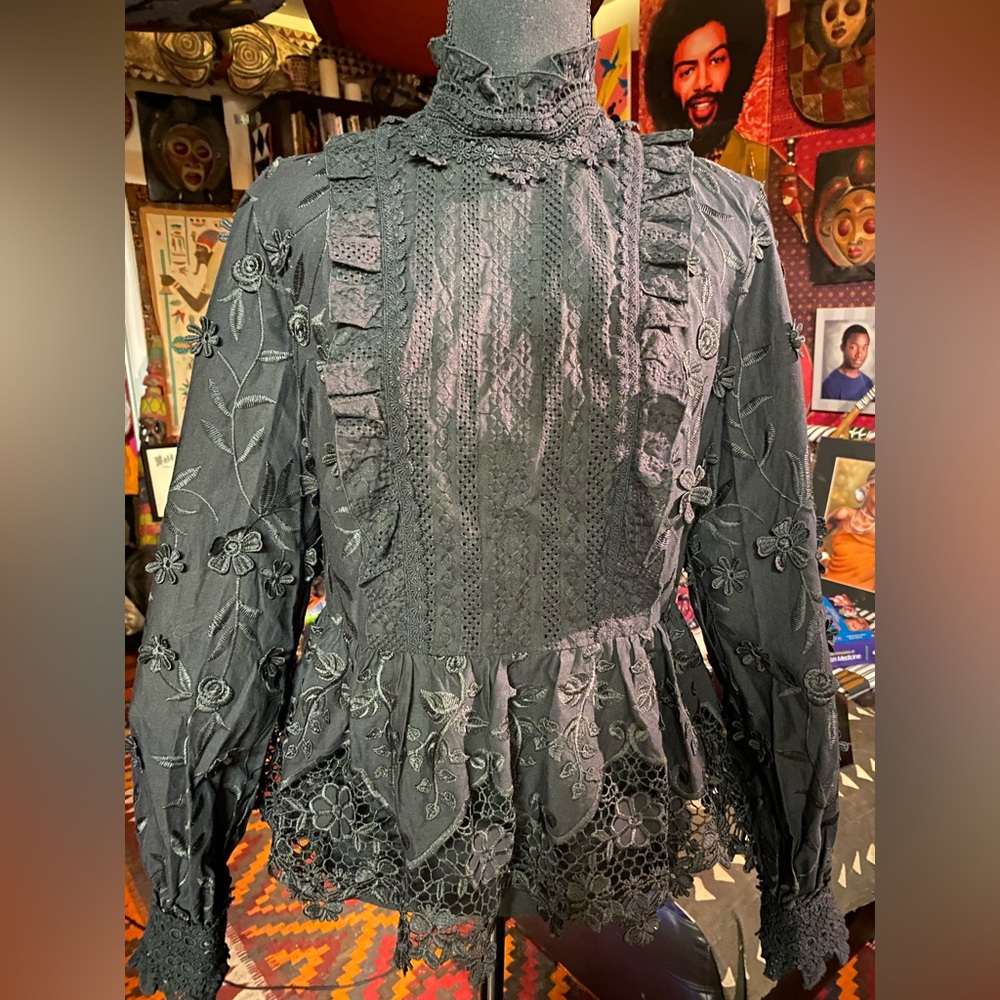 ANNA SUI x INC Victorian Style Blouse, 6 - Picture 3 of 11